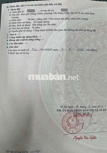 Đất mặt tiền đường Lê Hồng Phong, phường Tân Đông Hiệp, Tp Dĩ An.