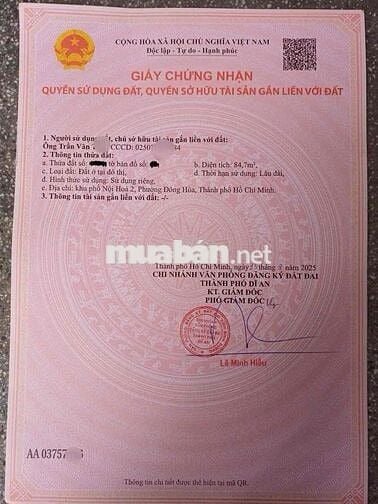 Đất mặt tiền Trục Chính, KDC phú Hồng Thịnh 9, P Bình An, Tp Dĩ An