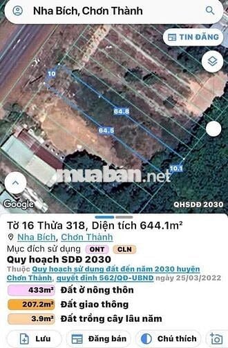 BÁN ĐẤT NGAY QL14 – NHA BÍCH 10x64 GIÁ 1Tỷ1xx