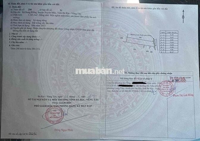 ĐẤT ẤP 1, XÃ XUYÊN MỘC, TP. HỒ CHÍ MINH ( Vũng Tàu cũ)