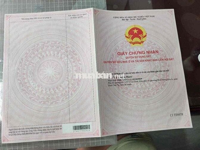 Bình Hưng Hoà B – thửa 514 – 371m²