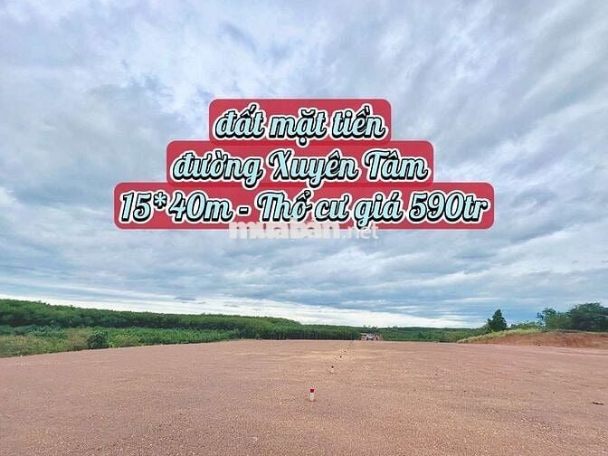 Đất mặt tiền Xuyên Tâm 32m ngang 15m - Thổ cư ngay KCN