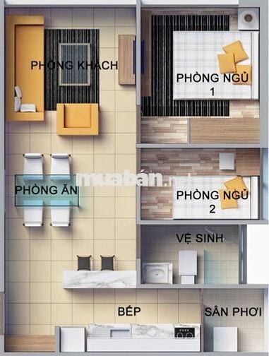 Bán căn hộ Dragon Hills 2 - 2 phòng ngủ (1 PN lớn + 1 đa năng)