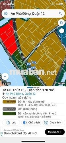 GIẢM 8 TỶ, CẦN BÁN GẤP 1600M2 ĐẤT MẶT TIỀN SÔNG VÀM THUẬT