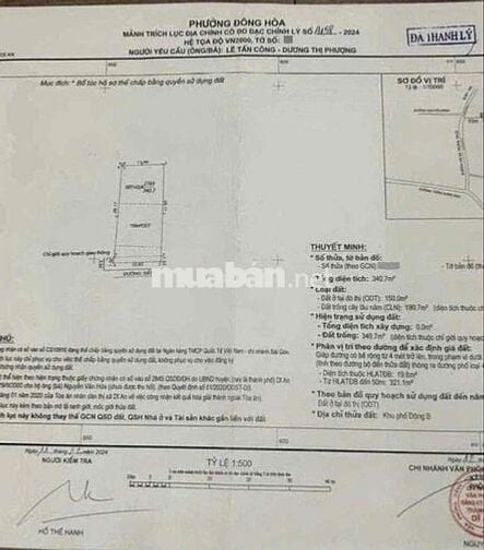 Đất 340m2 xây biệt thự gần đường hai ba trưng, Đông Hoà Dĩ An