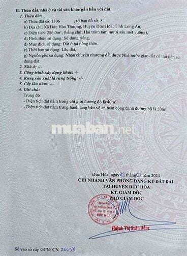 Lô đất rộng đường bê tông 5m tại Đức Hoà Thượng