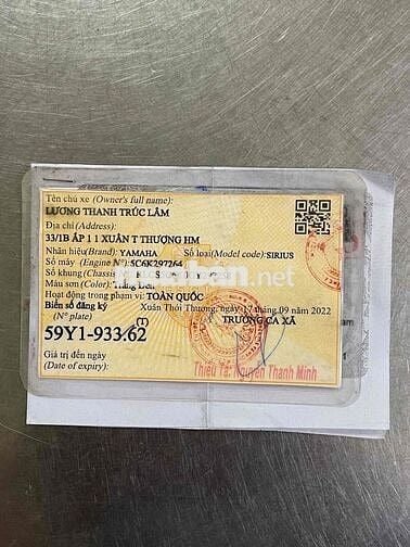 SIRIUS 2016 TP HỖ TRỢ GÓP OĐ NỢ XẤU CÓ GL ĐỖI XE