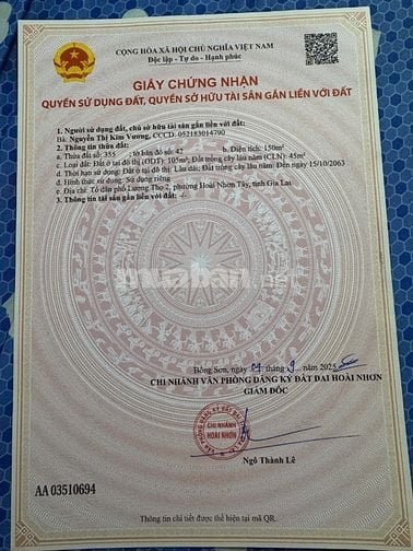 Bán nhà cấp 4 đường Lê Lợi, Hoài Nhơn Bình Định cũ (Gia Lai mới)