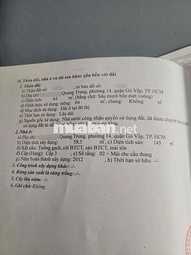CHO THUÊ NGUYÊN CĂN 4 PN – 1 TRỆT – 3 WC 145M2 NGAY EMART MỚI GÒ VẤP