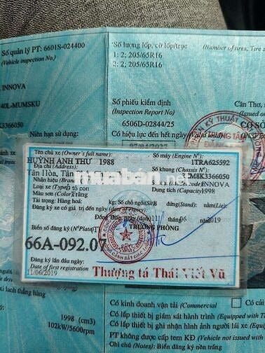 Bán Innova số sàn SX 2019 ,1 đời chủ