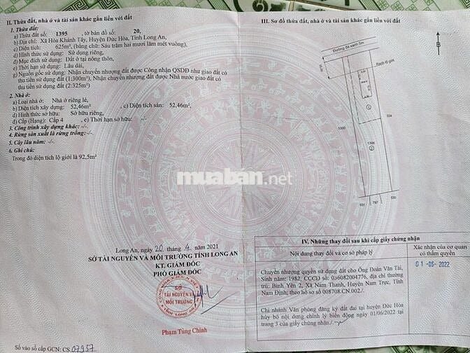 Bán đất rẻ xã Hoà Khánh Tây (Đức Hoà Long An cũ)