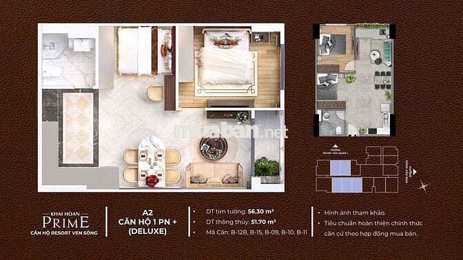 CĂN HỘ RESORT CAO CẤP VIEW SÔNG 2PN.1WC