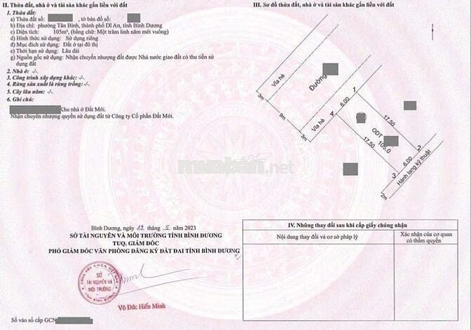 Đất đẹp 105m ngang 6m trục chính kdc Đất Mới, ngã tư Chiêu Liêu Dĩ An