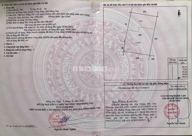 Bán 3 sào đất vuông vức sổ riêng - 500m UBND Sông Thao - Đồng Nai