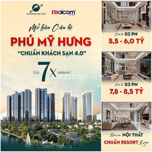 Nhận booking căn hộ cao cấp mới tại Sunshine Sky City Quận 7, DK 70 tr