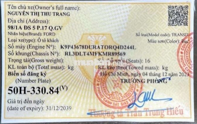 TRANSIT SVP SX T12/2019 101000KM CHUYÊN CHỞ CBCNV