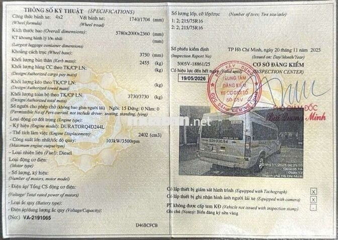 TRANSIT SVP SX T12/2019 101000KM CHUYÊN CHỞ CBCNV