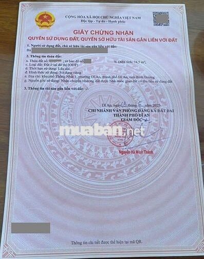 Đất gần WinCom Dĩ An phường Dĩ An Tp Dĩ An