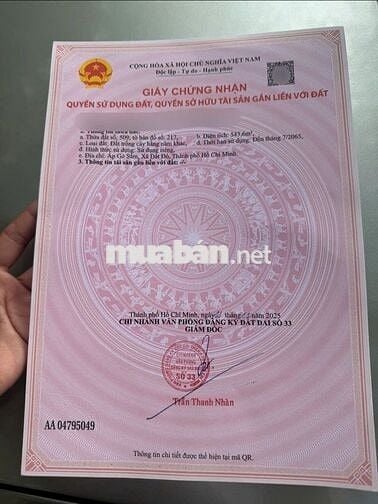 Bán gấp nền đất 543m2 full thổ cư 3 mặt tiền giá 780 triệu