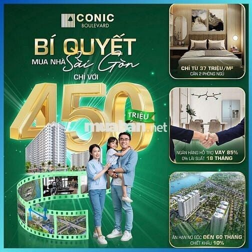 Căn hộ 86m2 Conic Boulevard Bình Chánh 2PN View Sông