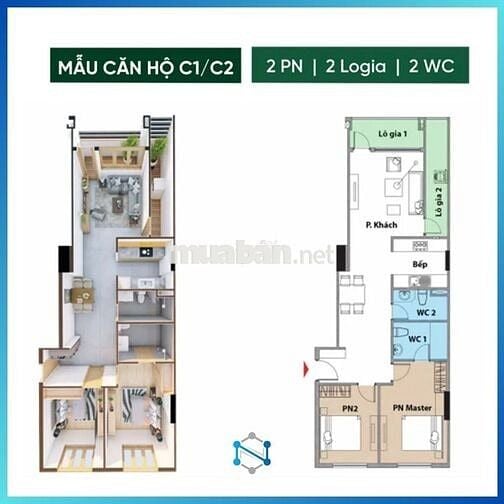 Căn hộ 86m2 Conic Boulevard Bình Chánh 2PN View Sông