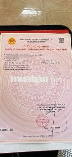 cần bán gấp lô đất,sổ riêng thổ cư 100%,ngay ngã tư kcn Giang Điền