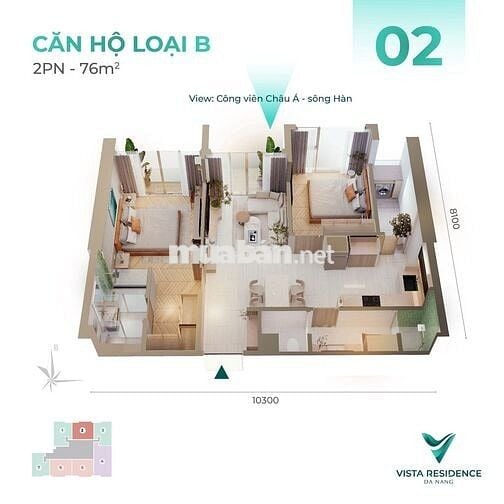 VISTA RESIDENCE 2PN - 4.7 TỶ - VIEW SÔNG HÀN & DN DOWNTOWN B.GIAO 2026