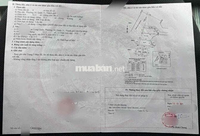 Bán nhà Mặt Tiền 1 trệt 2 lầu , 60m2 P10 Q11