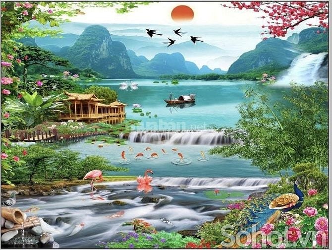 Tranh gạch 3d phong cảnh đồng quê - SKMN5