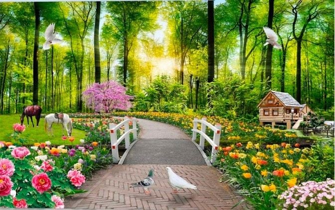 Tranh gạch 3d phong cảnh đồng quê - SKMN5