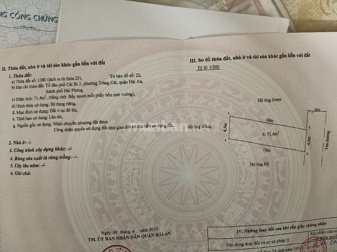 Bán Mảnh Đất Mặt Tiền Đường Cát Linh ,Tràng Cát 