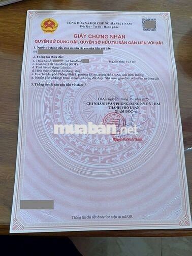 Đất đẹp 75m kdc Mì Hòa Hợp kế bên chung cư Bcons và Vincom550 Dĩ An