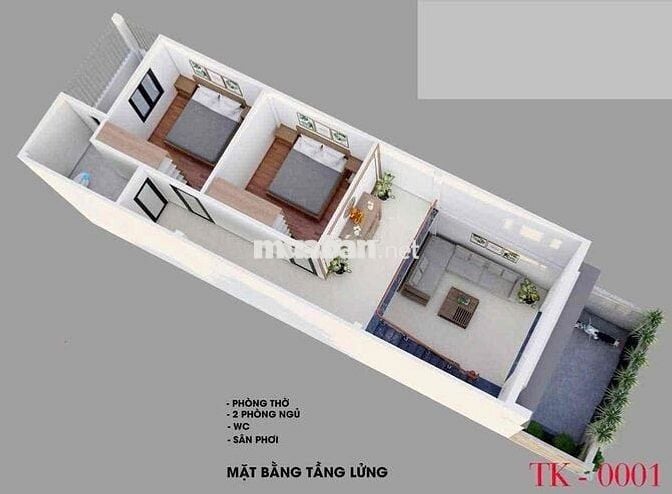 Bán nhà gác lững giá rẻ ngay trạm thu phí Bửu Long, giá 1 tỷ 850tr