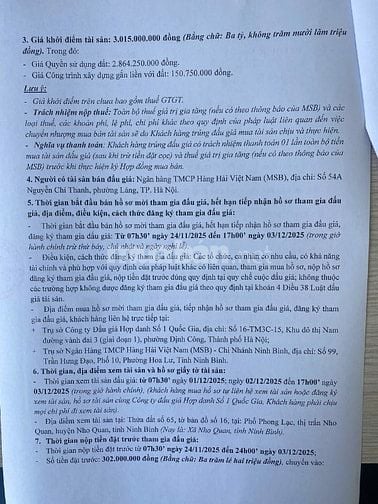 CÔNG TY ĐẤU GIÁ HỢP DANH SỐ 1 QUỐC GIA BÁN ĐẤU GÍA TS NHO QUAN - NB