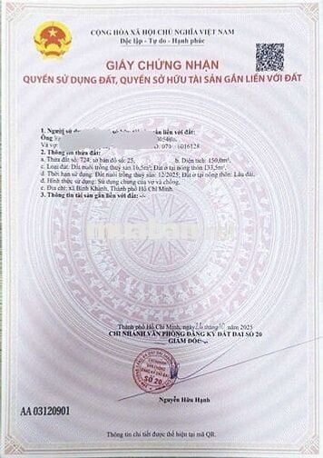 Bán đất mặt tiền đường bê tông xã Bình Khánh huyện cần giờ