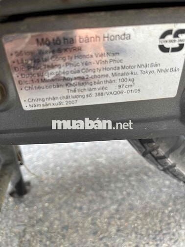 Honda Wave S 100 2007 chính chủ máy siêu êm zin