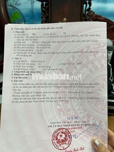 Hẻm XH Lê Đình Cẩn Bình Tân ,cách MT 60m ,  đất full thổ cư 483 m2