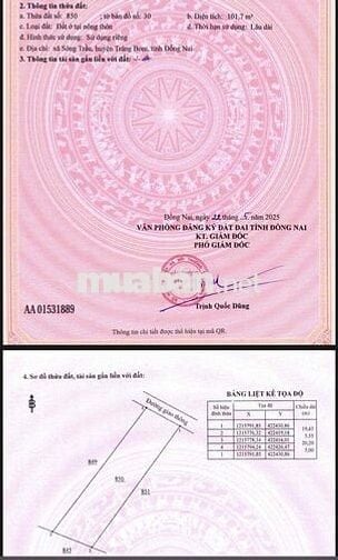 BÁN ĐẤT SÔNG TRẦU ẤP 3 THÔNG RA KCN BÀU XÉO TRẢNG BOM