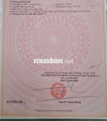 Bán đất Thạnh Lộc 49 sát chợ đường