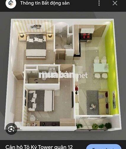 Bán Toky Tower 2pn 2wc có ban công.