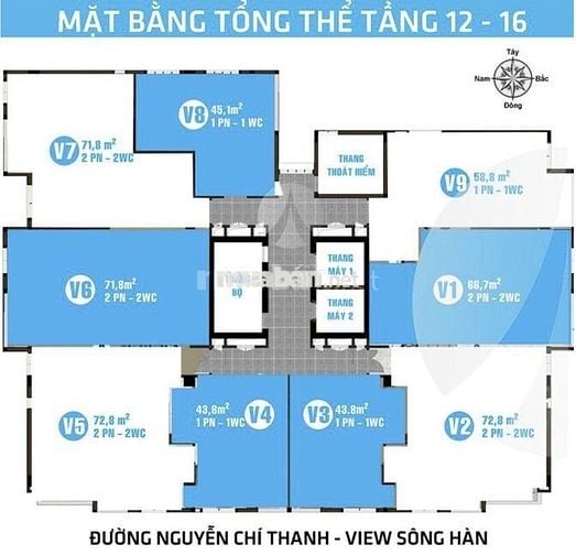 GIẢM SÂU 350TR CĂN 2PN 73M2 LA PAZ TOWER CÓ SỔ TẦNG CAO VIEW SÔNG HÀN