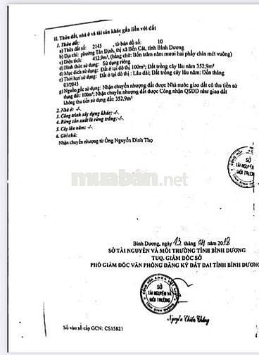 Ngân hàng thanh lý lô đất tại phường Tân Định, TP. Bến Cát, Bình Dương