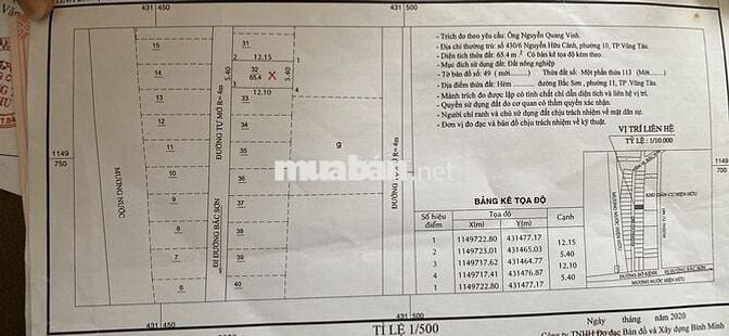 Bán đất Bắc Sơn - Vũng Tàu 65m2 chỉ 650tr