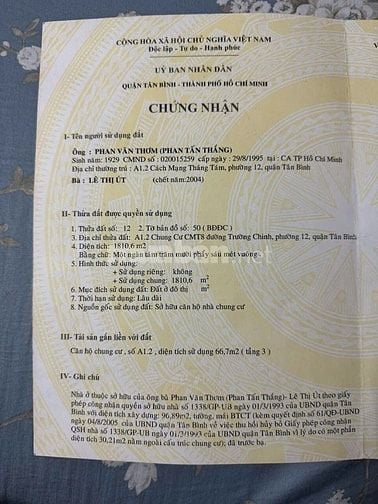 Bán căn chung cư cmt8 tầng trệt căn bìa