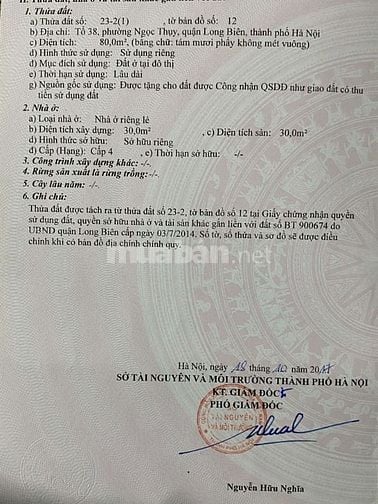 Bán đất Bắc Cầu,DT:80m,MT:6m, oto vào nhà