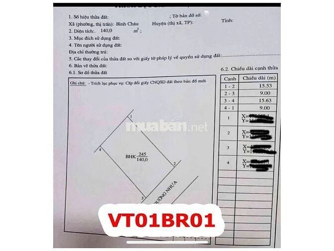 Thoát phố về Bình Châu – 9 x 15M- 3.2Tỷ Đất thổ cư nghỉ dưỡng Vũng Tàu