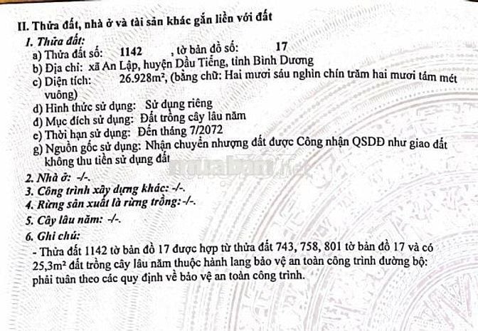 📢 BÁN ĐẤT LÂU NĂM TẠI AN LẬP – DẦU TIẾNG – BÌNH DƯƠNG