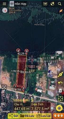 Đất KCN Long Cang, 1 mặt tiền sông Vàm cỏ, 1 mặt tiền lộ lớn container