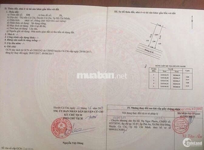 Bán đất Đ.Nguyễn Thị Triệu gần cầu vượt Củ Chi DT 100m2 giá 900tr, shr