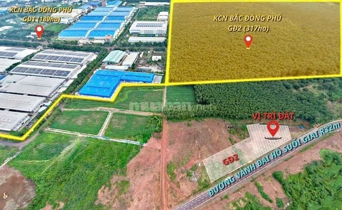 Bán đất mặt tiền đường nhựa 32m, gần KCN Bắc Đồng Phú, tỉnh Đồng Nai